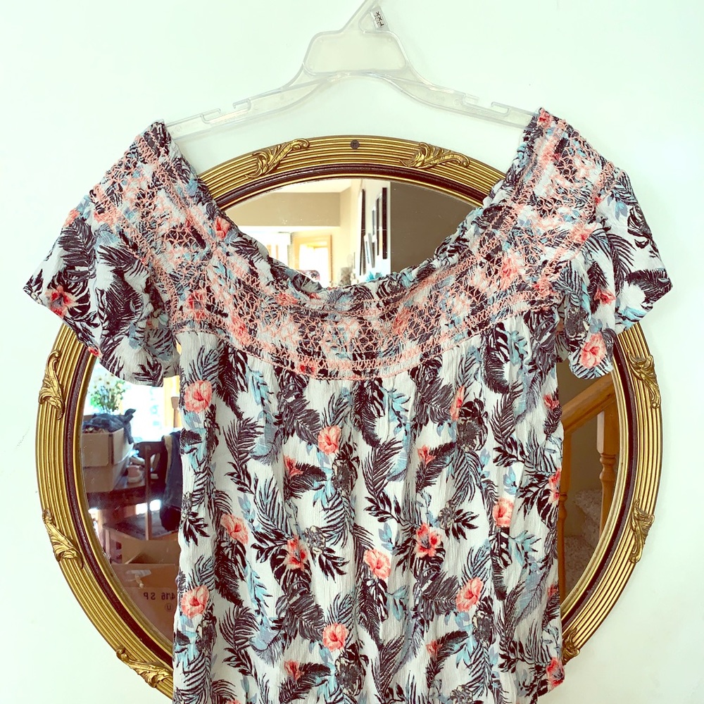 Floral waist length off the shoulder summer top